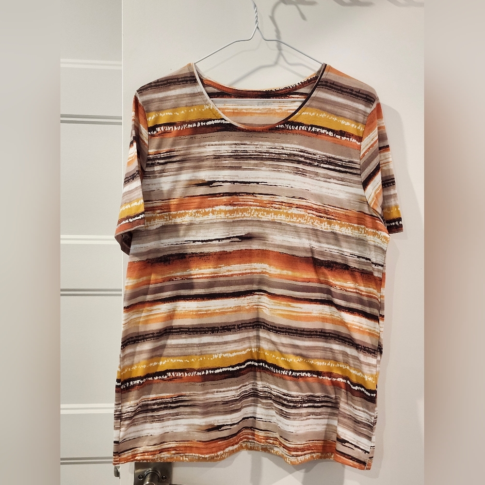 Alia Orange Brown Relaxed Boxy Tee